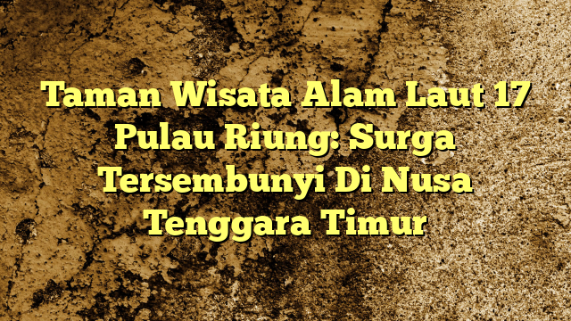 Taman Wisata Alam Laut 17 Pulau Riung Surga Tersembunyi Di Nusa